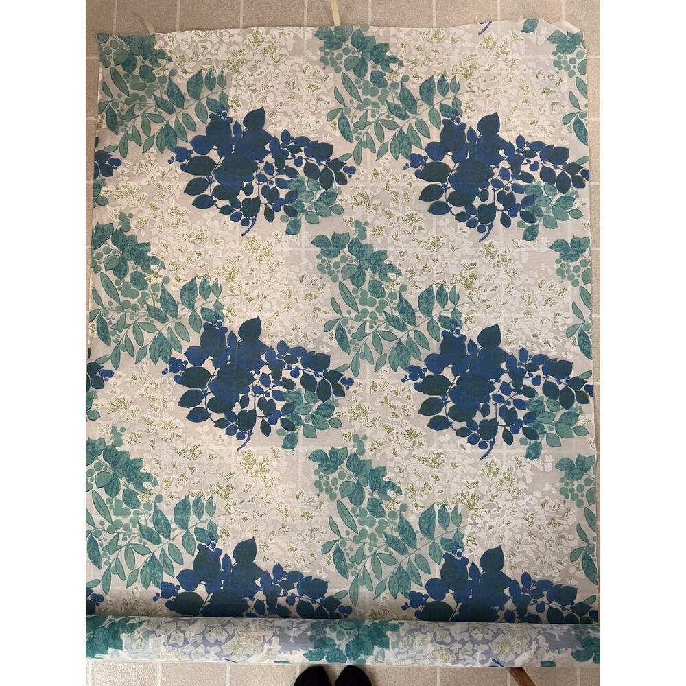 Vintage Fabric, Blue & Teal Print, Sheer, 45” Wide, 19 1/2” Pattern Repeat, 14Y